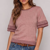 Marlow Contrast Ribbed Short Sleeve Sweater