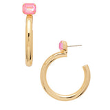 Light Rose Delite Keeley Emerald Cut Hoop Earrings