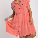 Sunset Hues Garment Dye Ruffle Dress