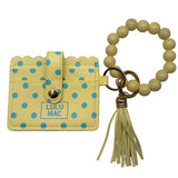 Lulu Mac Yellow Polka Dot Beaded Wristlet ID Wallet