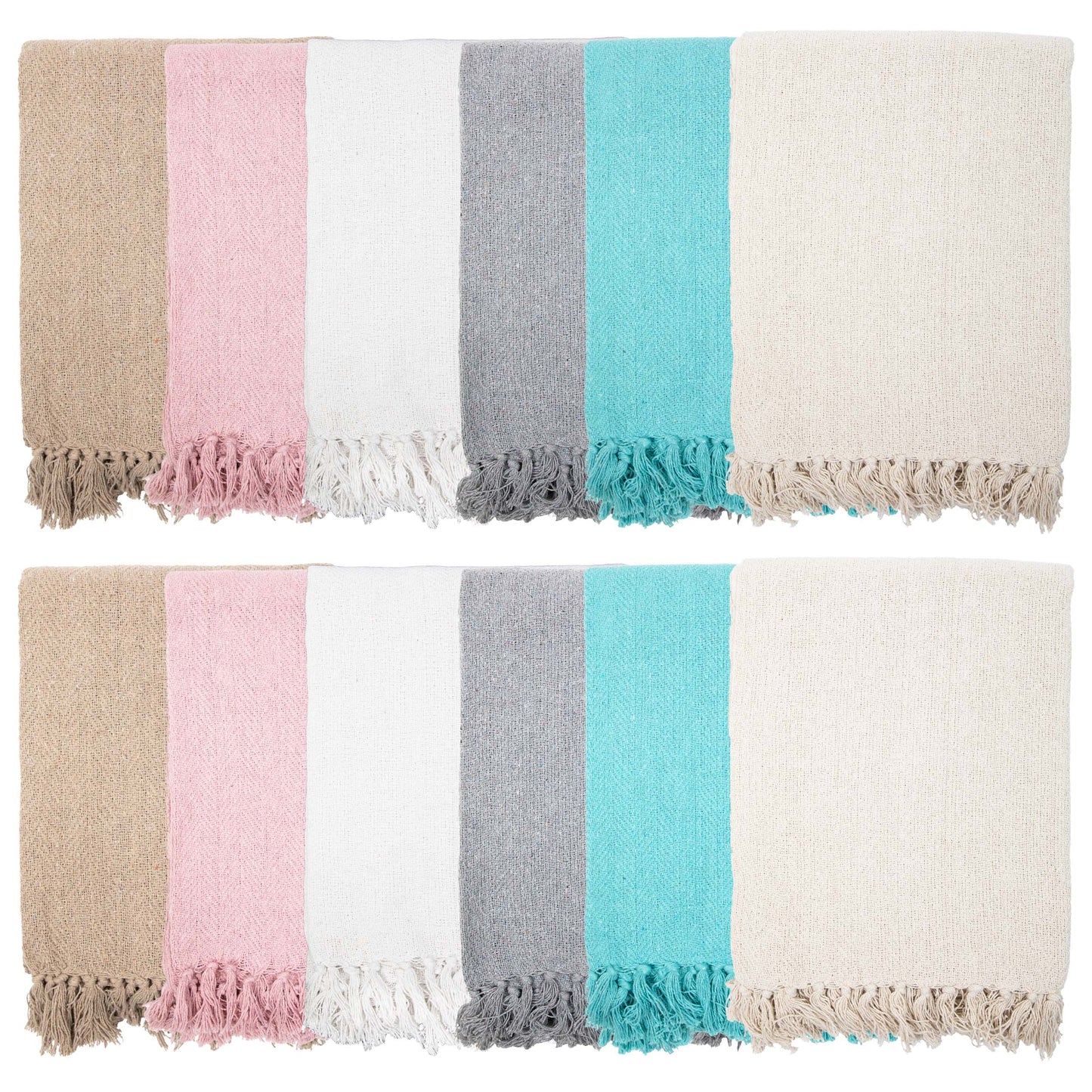 Cotton Herringbone Throw Blanket - 50 x 70 - Color Options: Assorted (2 of each color)